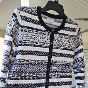 Croft & Barrow Black and White Patterned Cardigan
